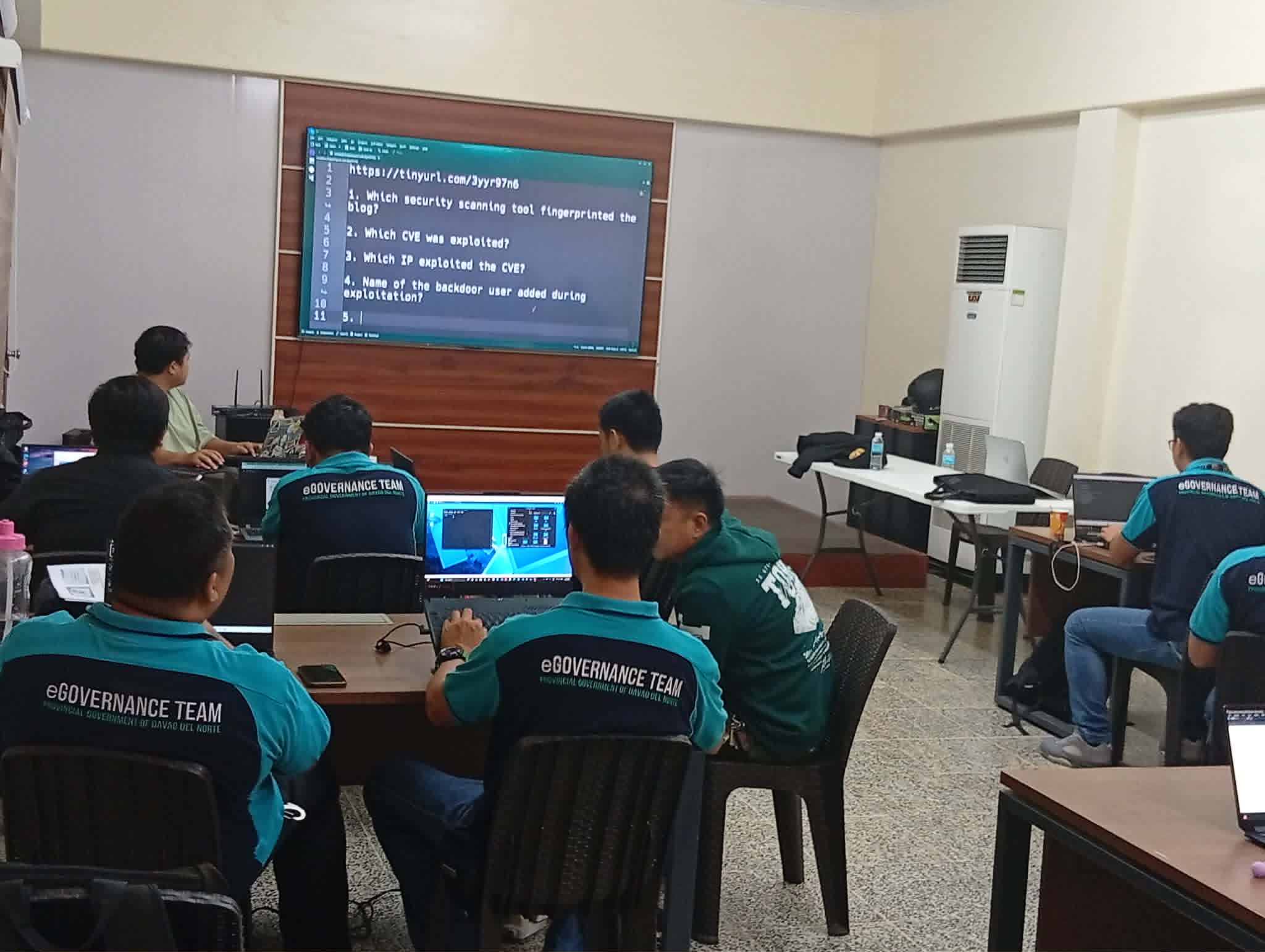 eGovernance Team working through a hands-on incident response and exploitation exercise