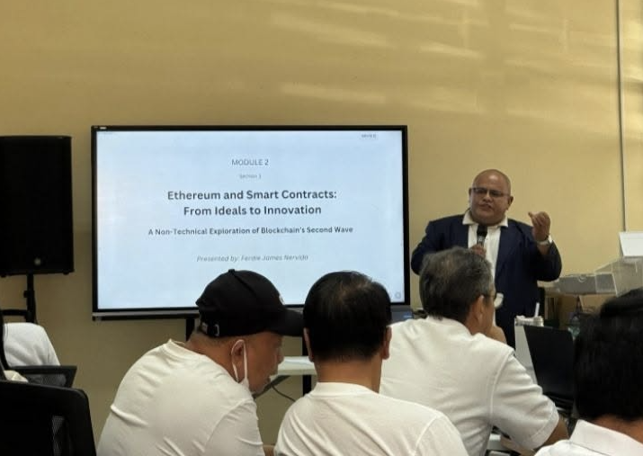 Ferdie Nervida teaching a module on Ethereum and smart contracts